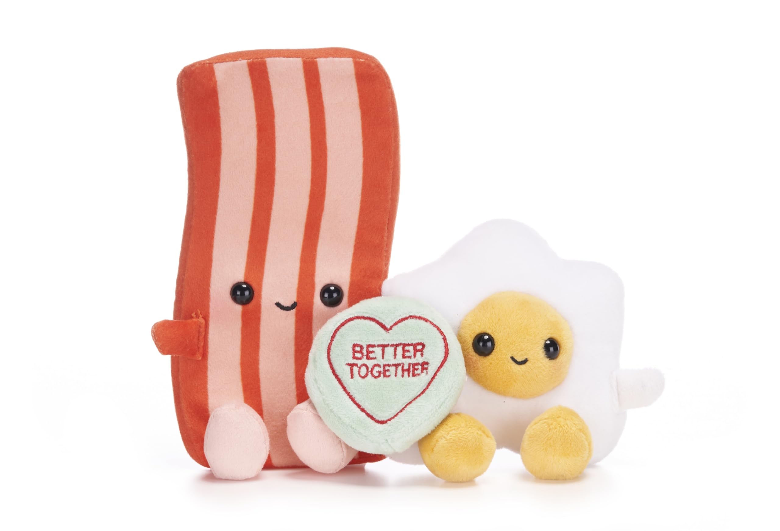 20cm Swizzels Love Hearts “Better Together” Bacon and Egg Plush Soft Toy Pair