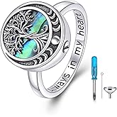 Tree of Life Urn Ring for Ashes 925 Sterling Silver Celtic Knot Family Tree Memorial Keepsake Jewelry Always in My Heart Cremation Ring for Women Men (Moon Phase, 10)