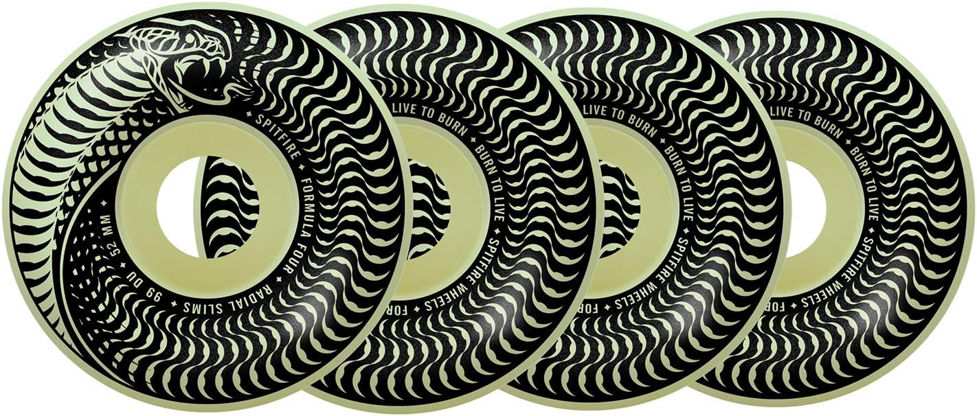 Spitfire Formula Four Venomous 99D Radial Slim Skateboard Wheels - Glow (Pack of 4)