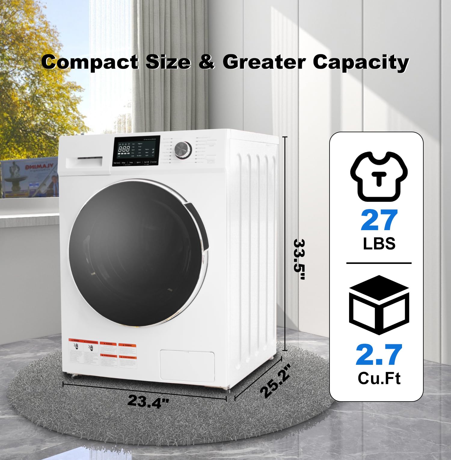 Washer Dryer Combo for RV Ventless, 2.7 cu.ft 120V Portable Washing Machine And Dryer All In One, 24