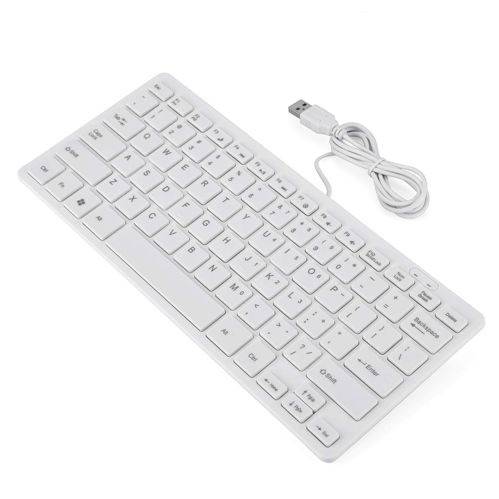 ciciglow USB Wired Keyboard for Laptop and Desktop,A Simple Computer Keyboard and Easy to Use USB Keyboard Wired, 78 Slim Keys,Plug and Play High Sensitivity for PC (White)