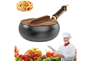 Uncoated Thick Iron Pot, Japanese Iron Pan with Glass Lid Cookwares, Hand-Forged Uncoating Cast Iron Pot Durable Flat Bottom 