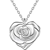 beautlace Rose Heart Necklaces/Stud Earrings Silver/Black Gun Plated Flower Love Heart Pendant/Earring Elegant Jewelry Gifts for Women