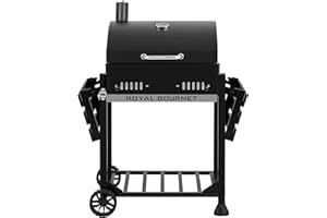 Royal Gourmet CD1824ET Movable Charcoal BBQ Grill with Foldable Side Tables, Outdoor Barbecue Grill with 470 Sq. In. Cooking Area for Outdoor Picnic and Camping Grilling, Black