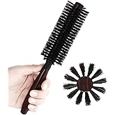 PERFEHAIR Round Boar Bristle Hair Brush-1.8 Inch, Blow Drying & Styling Soft Natural Boars Wooden Hairbrush for Women & Men's Short Fine Hair, Beard