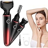 Electric Razors for Women, 3 in 1 Womens Electric Leg Shaver Cordless Painless Facial Hair Removal for Arms, Underarms, Eyebrows Bikini Trimmer, Portable and Safe Wet and Dry Use Women Shaver