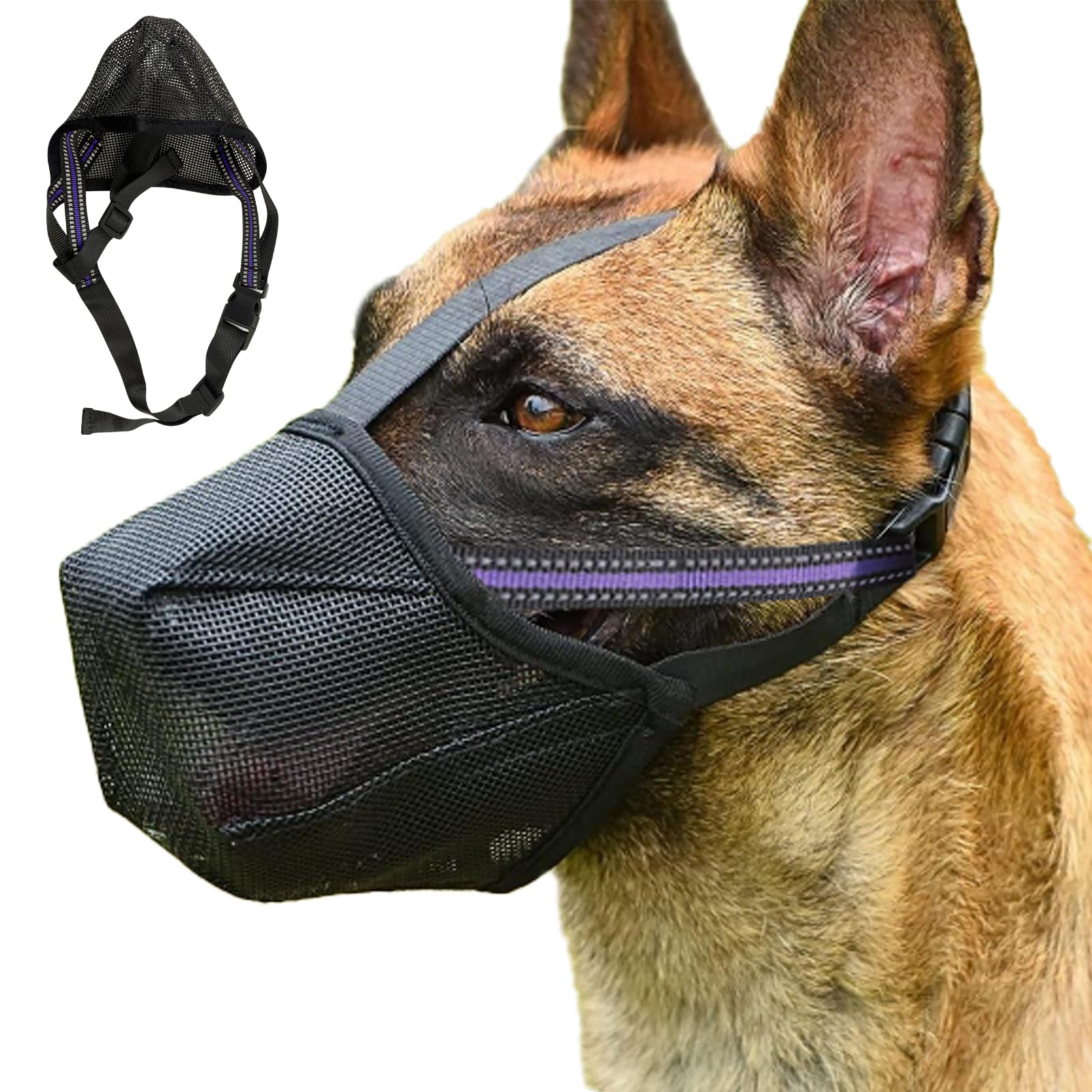 Photo 1 of *****2 pack***Dog Muzzle, Soft Mesh Muzzle for Small Medium Large Dogs Labrador German Shepherd, Breathable Adjustable Mouth Guard for Biting Chewing Scavenging, Allows Panting and Drinking(Black, L)