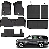 Jenofa-Car Floor Mats for Chevy Tahoe/GMC Yukon (Not XL) 2021-2026 8-Seater Bench All Weather Automotive Floor Liner Custom Accessories Black (Floor Mats & Rear Seat Back Mats & Cargo Liner)