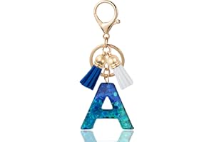 ANHBKAR Initial Letter Keychain Cute Resin with 2 PU Tassel, Letter Keychain for Backpack Charms, Initial Keychains for Women