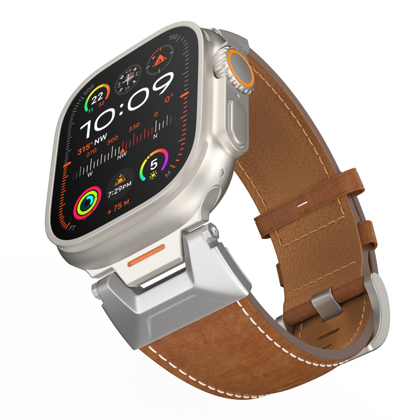 TiMOVO Genuine Leather Watch Strap Compatible with Apple Watch 42mm 44mm 45mm 46mm 49mm for Men, Replacement Strap for iWatch Ultra 3/2/1, SE 3/2/1, Series 11 10 9 8 7 6 5 4 3 2 1, Dark Brown