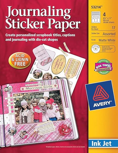 avery white sticker paper