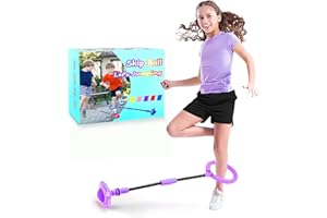 BEBJUIL Kids Skip Ball,Foldable Ankle Skip It Ball Flashing Jumping Ring Colorful Sports Swing Ball Fitness Fat Burning Jump Rope Exercise Skipping Toy for Kids