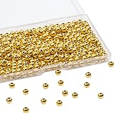 Song Xi 200pcs 304 Stainless Steel Round Gold Spacer Beads for Jewelry Bracelets Making, Smooth Seamless Metal Beads Loose Beads 5mm Beads for DIY Jewelry Necklace Bracelet Making