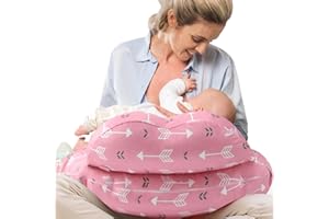 BROLEX Nursing Pillow: Breastfeeding Support - Breast Feeding Pillows Multifuctional Adjustable Positioner for Mom, Pink Arrow