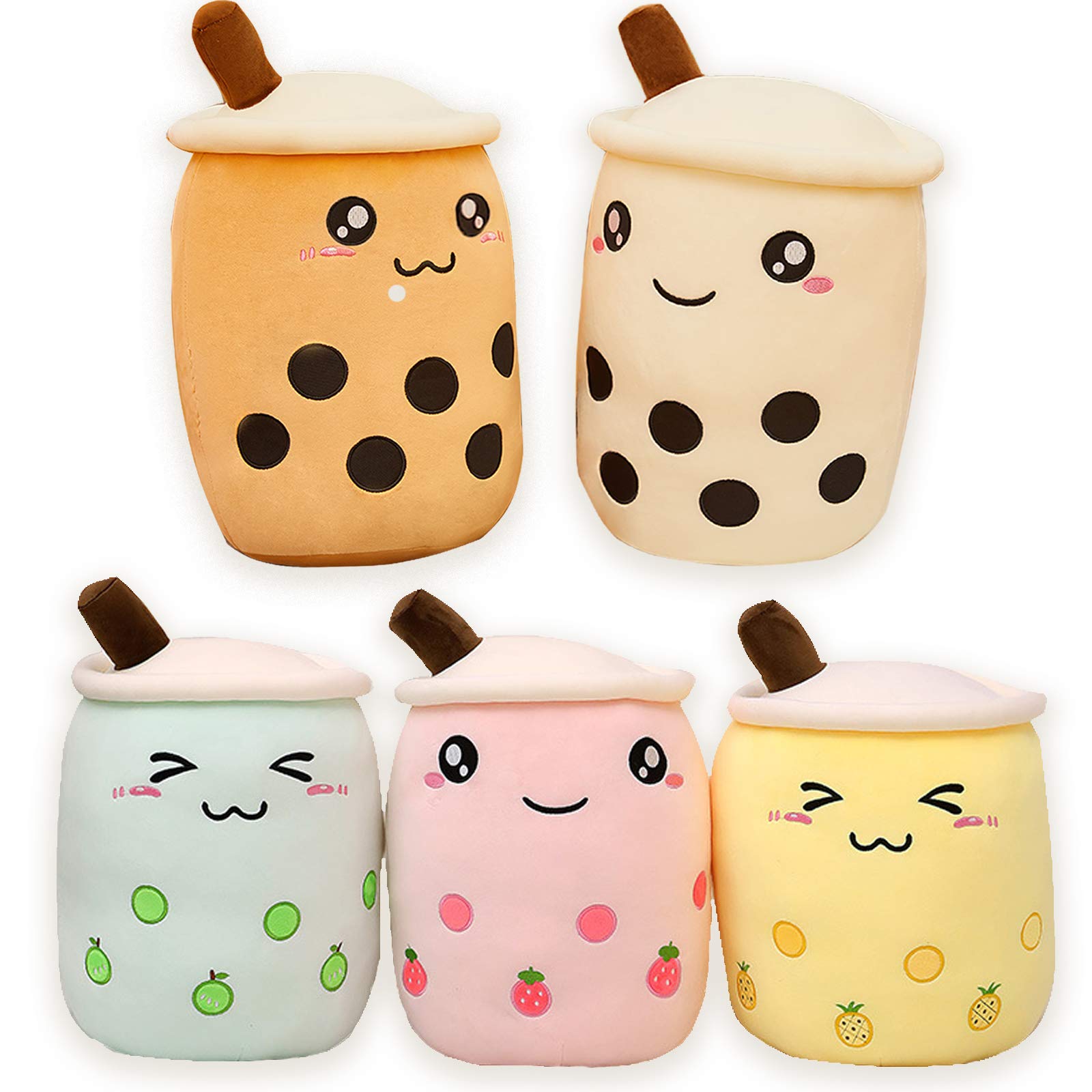 AMOZO Cute Cartoon Boba Milk Tea Soft Plush Doll, Giant Boba Bubble Plushie Stuffed Tea Cup Pillow Gift Toys(Pink,24cm)