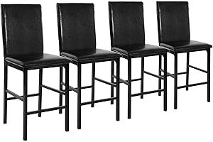 Homelegance Tempe Dining Counter Height Chair (Set of 4), Faux Leather, Dark Brown