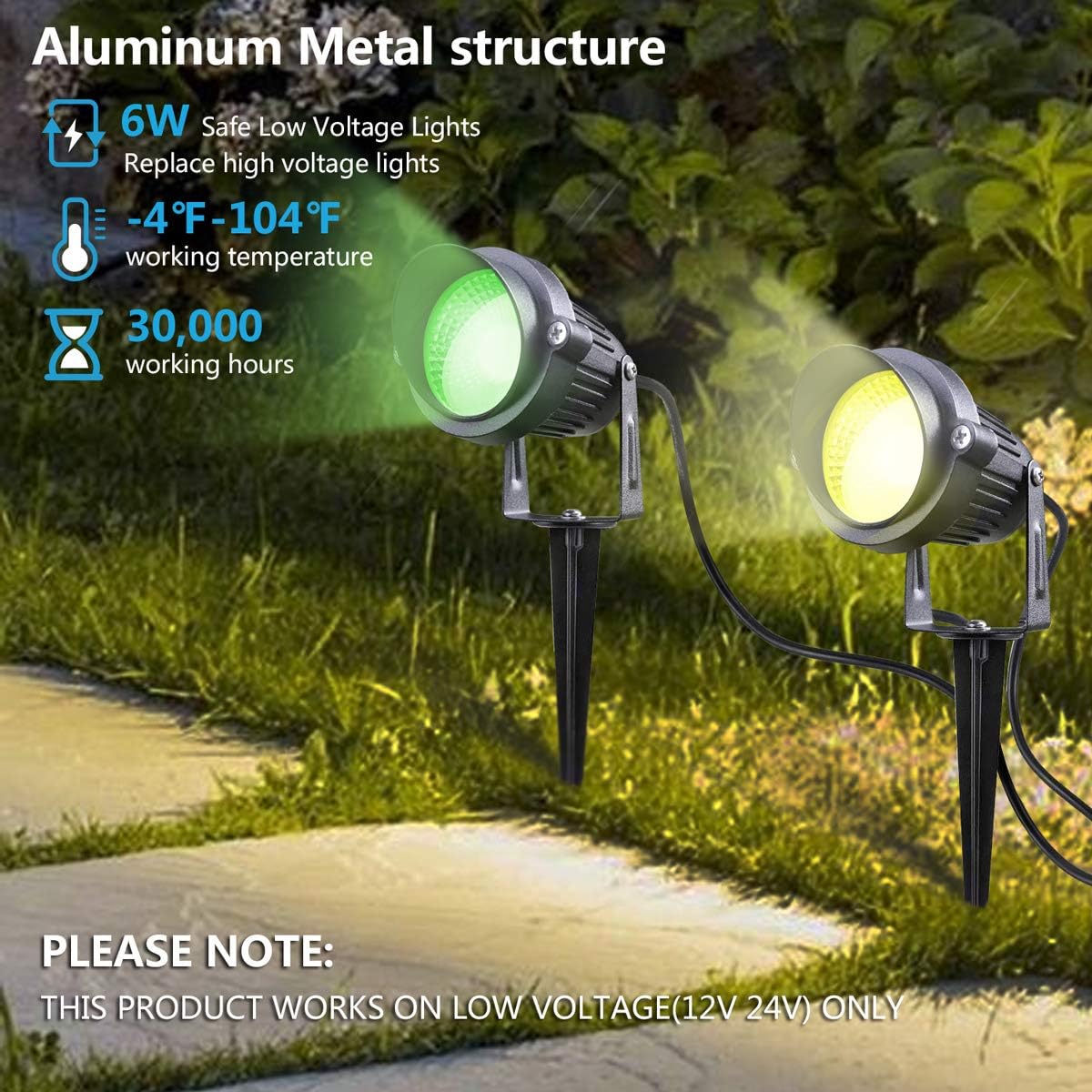 SUNRIVER Landscape Spotlights, 2 Pack Remote Control 6W RGB Color Changing Landscape Spotlights