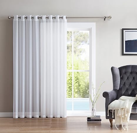 Hlc Me One Panel Extra Wide Semi Sheer Voile Patio Door Grommet