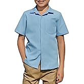 Arshiner Boys Short Sleeve Dress Shirts Solid Button Down Shirts Summer Formal Uniform Shirt with Pocket