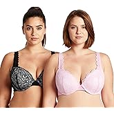 Curve Muse Women's Plus Size Add 1 and a Half Cup Push Up Convertible Lace Bras