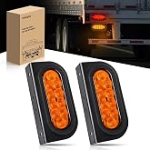 Nilight 6" Oval Trailer Tail Light 2PCS Amber w/Mounting Brackets | Waterproof Turn Signals Lights W/ Flush Mount Grommets Plugs For RV Truck