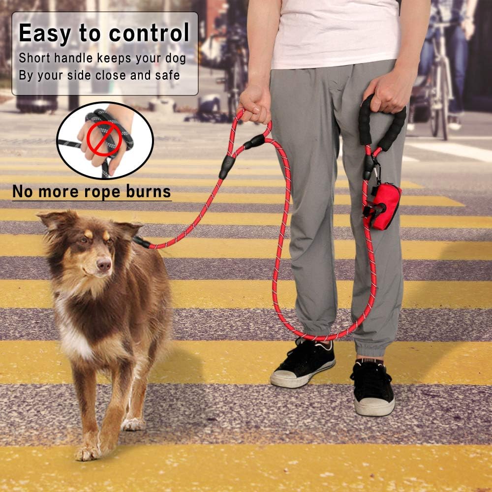 Strong Rope Dog lead 6ft Long with Two Padded Handles,Heavy Duty,Reflective Double Handle Training Dog Lead for Large Dogs or Medium Dogs,Dual Handles Leash(Red) - Image 4