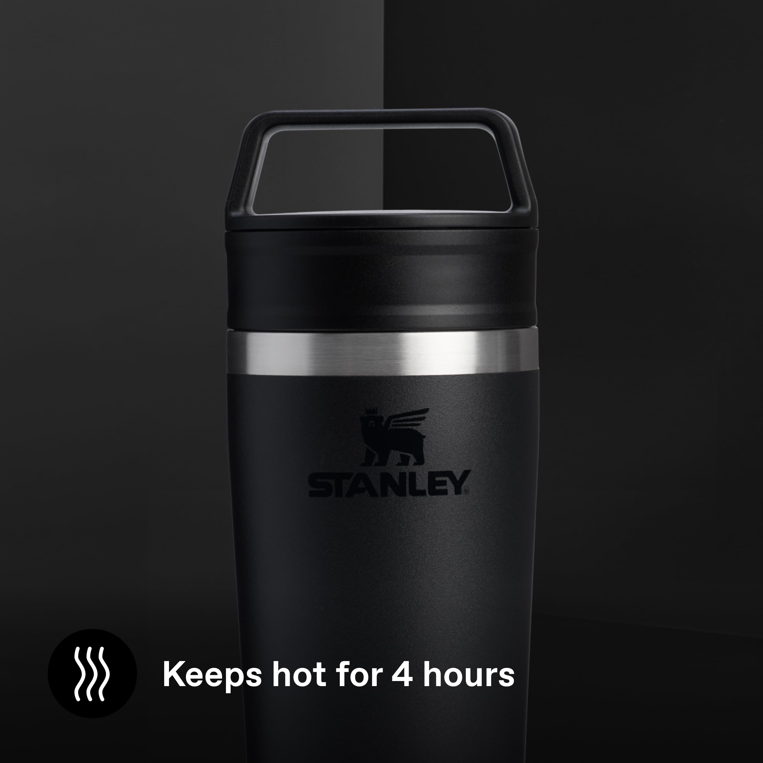 STANLEY 1913 Cafe Kaffeebecher To Go 0.35L - Hält 4 Stunden Heiß - 5 Stunden Kalt - Edelstahl Thermobecher - Spülmaschinenfest - Einfacher Tragegriff - Coffee To Go Becher - Black 4