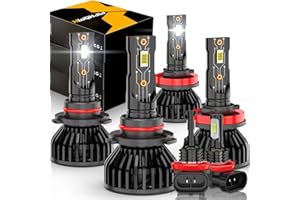 XWQHJW Compatible for 2007 2008 2009 2010 2011 2012 2013 2014 Toyota Camry Light Bulbs High Low Beam Fog Lights, 6000K Bright White, Plug n Play, Powersports Bulbs, 6-Pack