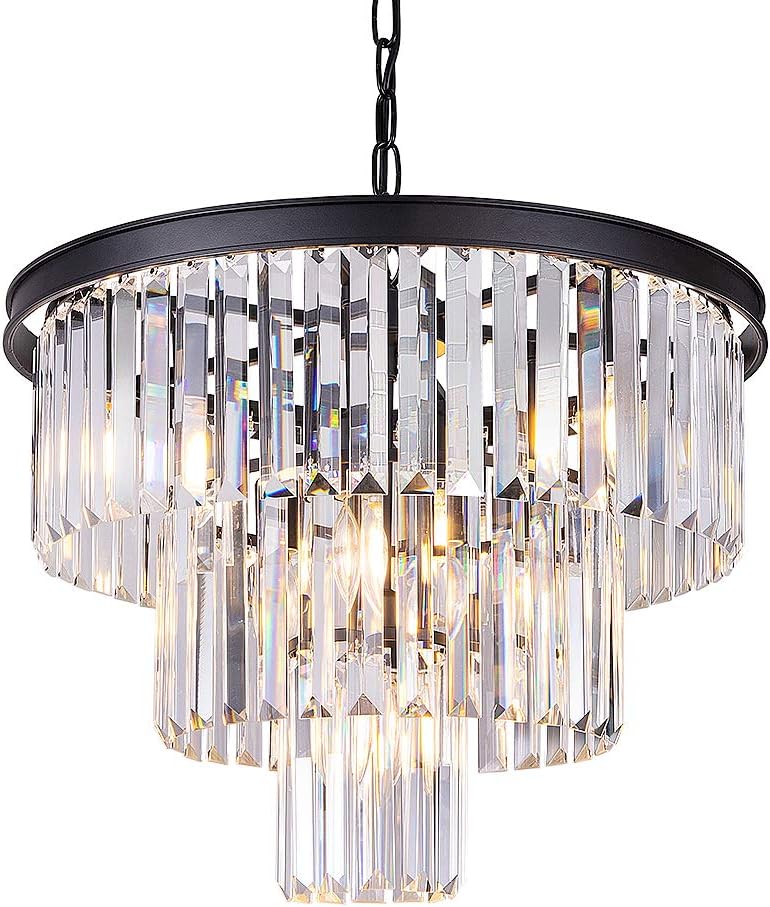 Wellmet 20 inch Crystal Chandelier, 3-Tier Contemporary Modern Bathroom Chandeliers