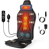 comrelax Vibration Back Massager with Heat for Chair, Massage Chair Pad with Waist Cooling & Neck Support, Seat Massager for Seniors, Office Workers, Fatigue & Pain Relief in Office, Home & Travel