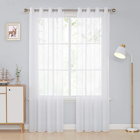 deconovo visillos para cortinas salon traslusidos blancos infantiles para ventanas dormitorio de ventana sheer voile gasa 2 paneles 140 x 245 cm
