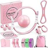 Fuelion Pilates Ring Set for Women, Home Workout Pilates Equipment with Resistance Bands, 14'' Magic Circle, Mini Ball, Pilates Starter Kit for Strength, Toning and Flexibility