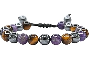 Amazing Gemstone Quit Smoking Cessation Quit Vaping Aid Bracelet - Hematite Tiger Eye Amethyst Bracelet Set for Men Women Healing Calming Anxiety Stress Relief Gifts Pulseras Para Hombres Mujer