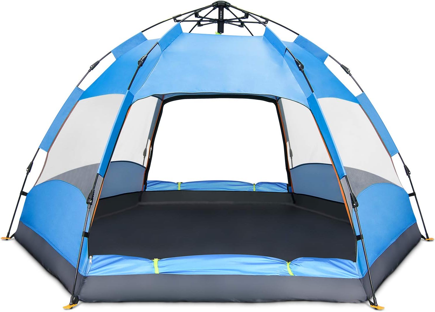 Ylovetoys Camping Tent, Double Layer Family Camping Tents, Instant Pop Up Double-Uses Beach Tent 4 Person Sun Shelter Backpacking Tent for Camping Hiking Picnic Beach Fishing (Yellow Poles)