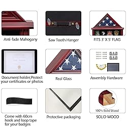 Tieeqe Solid Wood Flag Display Case Military Shadow