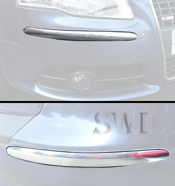 2 Large High Quality Chrome Car Bumper Protectors Guard Strips Bodywork