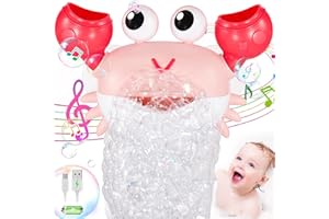 ANGGIKO 【2024 Upgrade】 Crab Bubble Bath Toys, USB Rechargeable Baby Bath Bubble Maker Valentines Day Gifts for Toddlers, Automatic Bathtub Bubble Machine with Music Contral, Bathtub Toys for Infants Gifts