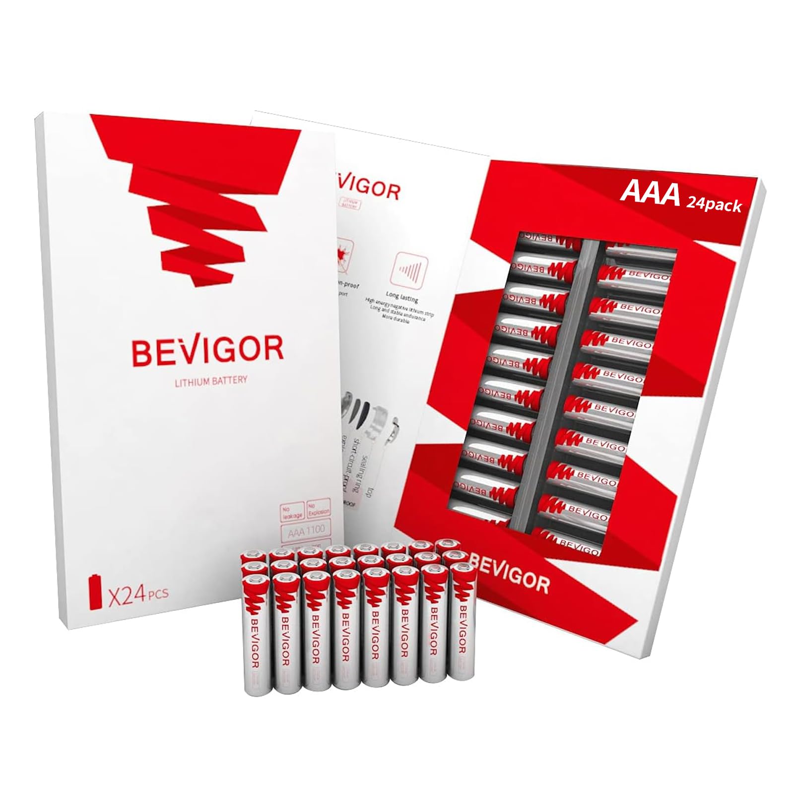 BEVIGOR AAA Lithium Batteries, 24Pack Lithium Iron Triple A Batteries, 1.5V 1200mAh Longer Lasting AAA Batteries for Flashlight, Toys, Remote Control, Non-Rechargeable