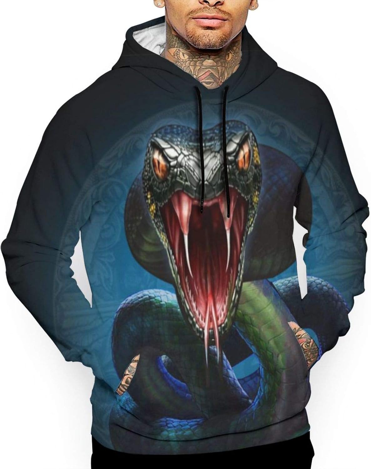 CAPINER Men's Novelty Hoodie 3D Print SerPent Cobra Snake