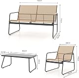 Grand patio 4-Piece Conversation Set Brown Garden Table Chairs Mesh Sling view 6