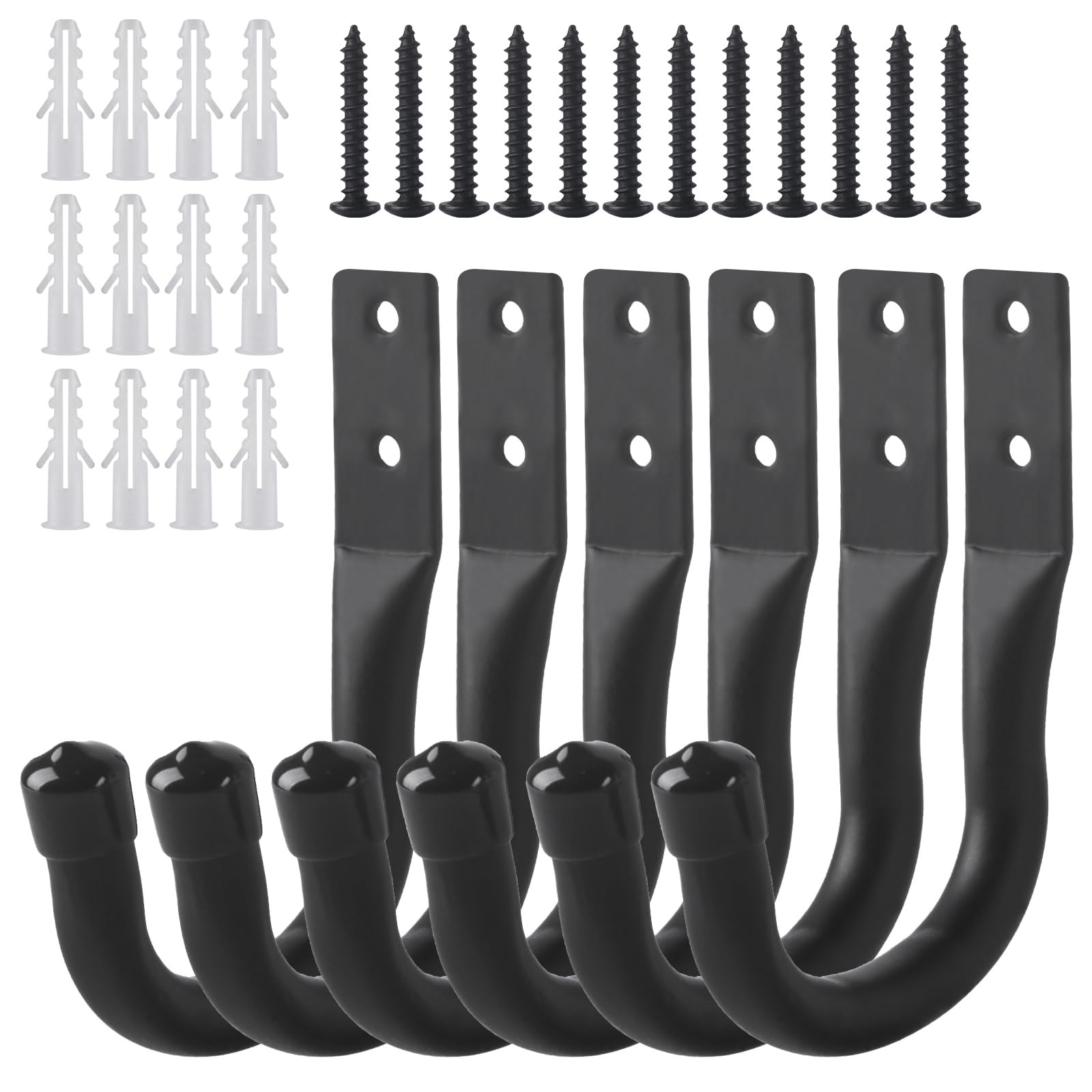 ALAHUGYEF Garage Hooks, 6 Pcs Ladder Storage Hooks for Hanging Heavy Duty Hooks, Wall Mounted Garage Hanger Brackets for Wall Bike Chair Garden Hose Tool Storage