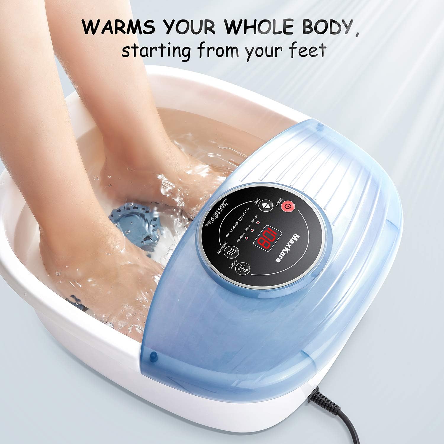 MaxKare Foot Bath, Foot Spa Massagers with Heat & Bubble & Vibration, Temperature Control, Foot Pedicure Tub with16 Masssage Rollers, Relief Feet Stress Massager for Home Use: Beauty