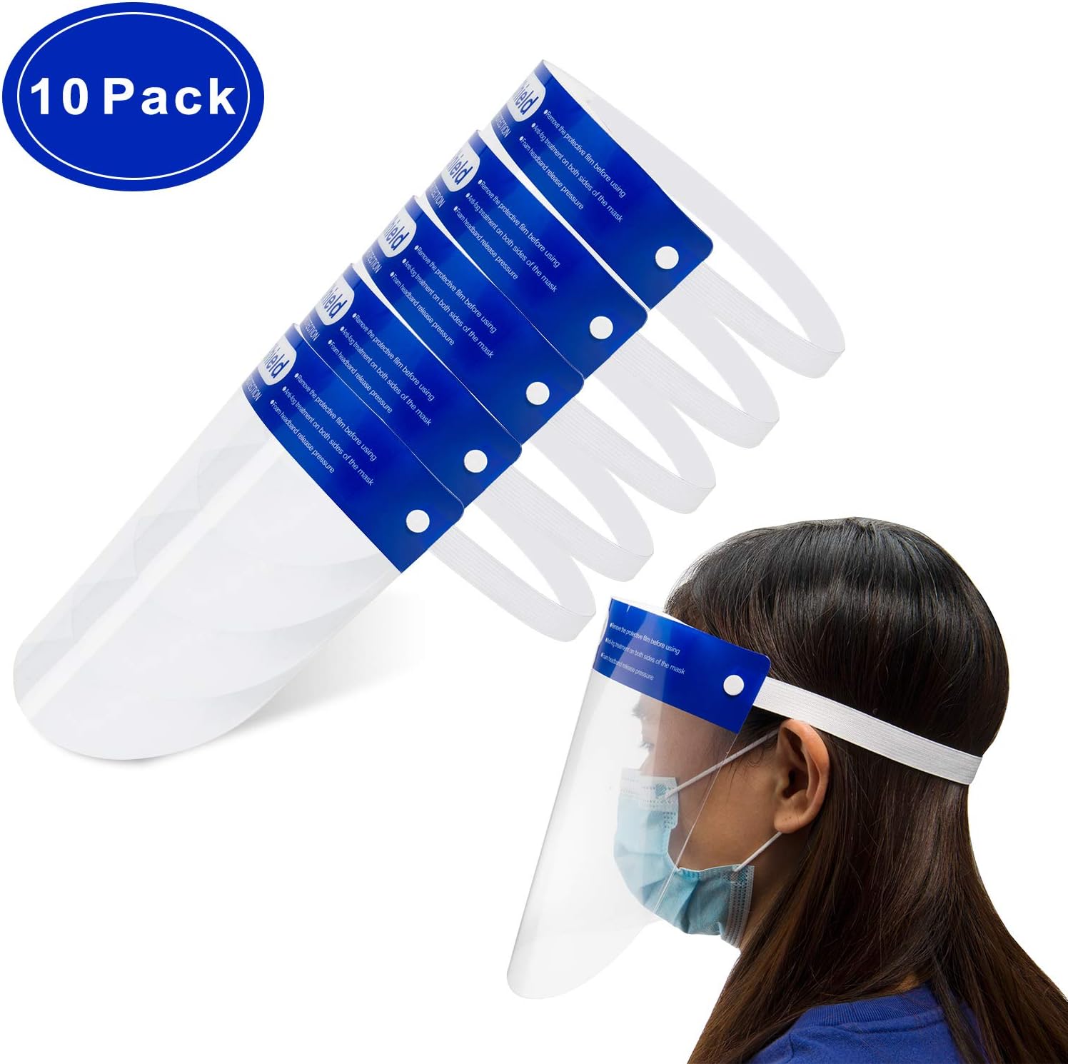 Multi Purpose Face Shields - Protective Facial Safety Face Shield Anti-Pollution Clear Face Shields, Isolation Shield Anti-Saliva Protective Hat (10PACK)