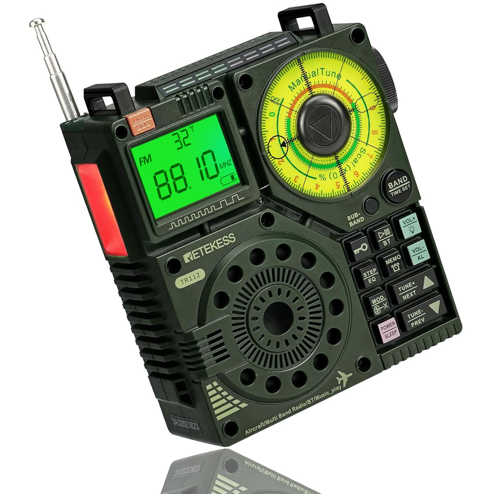 Retekess TR112 Shortwave Radio,FM VHF SW AIR Band Portable Pocket Radio,Supporting APP Control,Rechargeable,Bass Stereo SOS Alarm,TF/MP3,Suitable for Enthusiasts