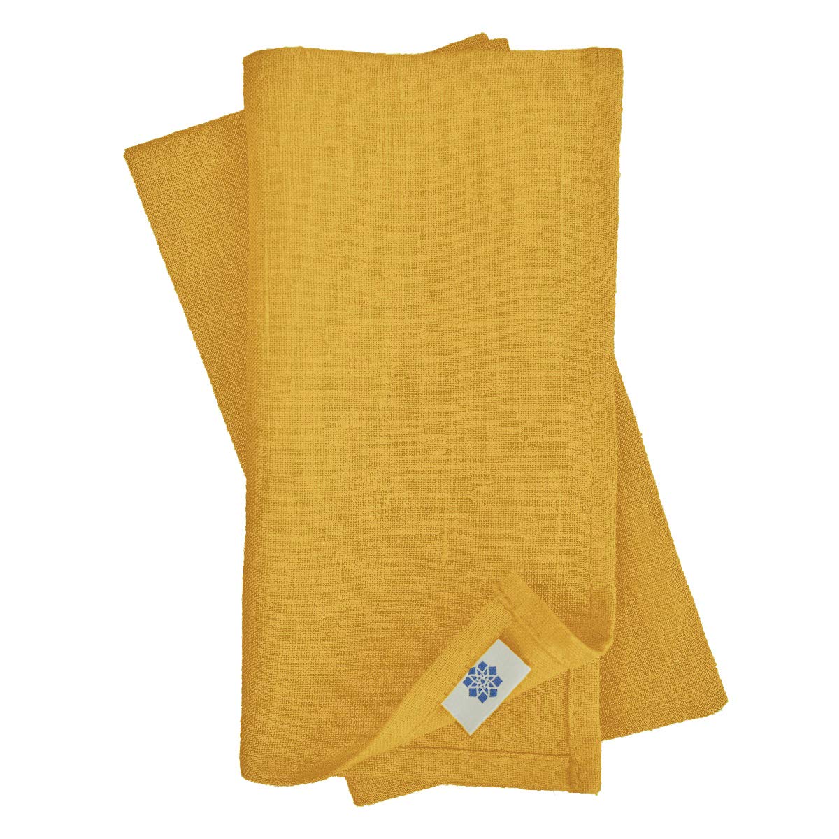 Linen & Cotton Napkins Set of 4 Hygge -100% Linen, Mustard Yellow (32 x 32cm) Washable Square Serviettes Cloth for Home Dinner Table Decoration Restaurant Cafe Hotel Events Summer Party