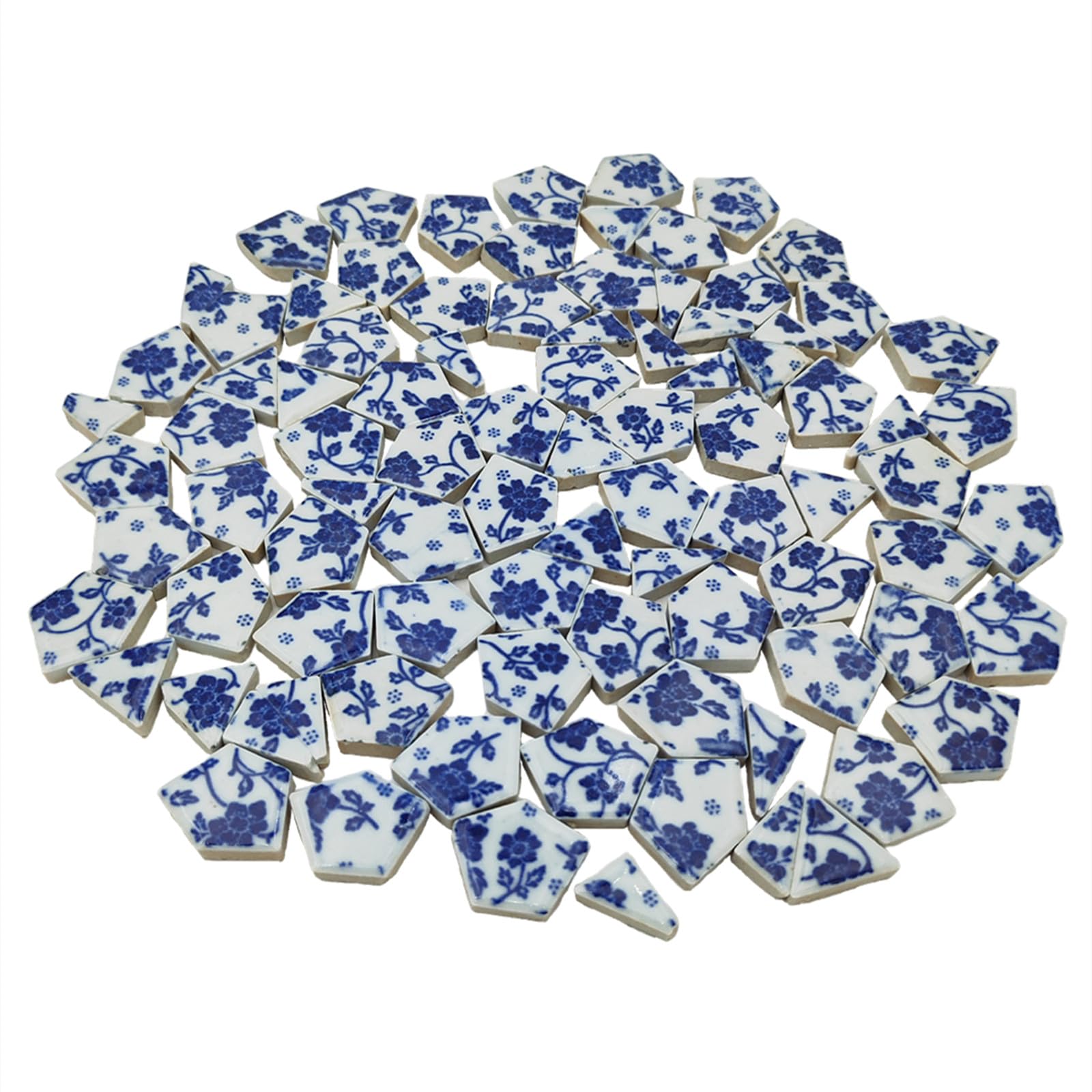 Photo 1 of 1.1lb Irregular Ceramic Porcelain Tiles for Crafts, Broken Blue and White China Plate Mosaic Tiles (Medium 1)