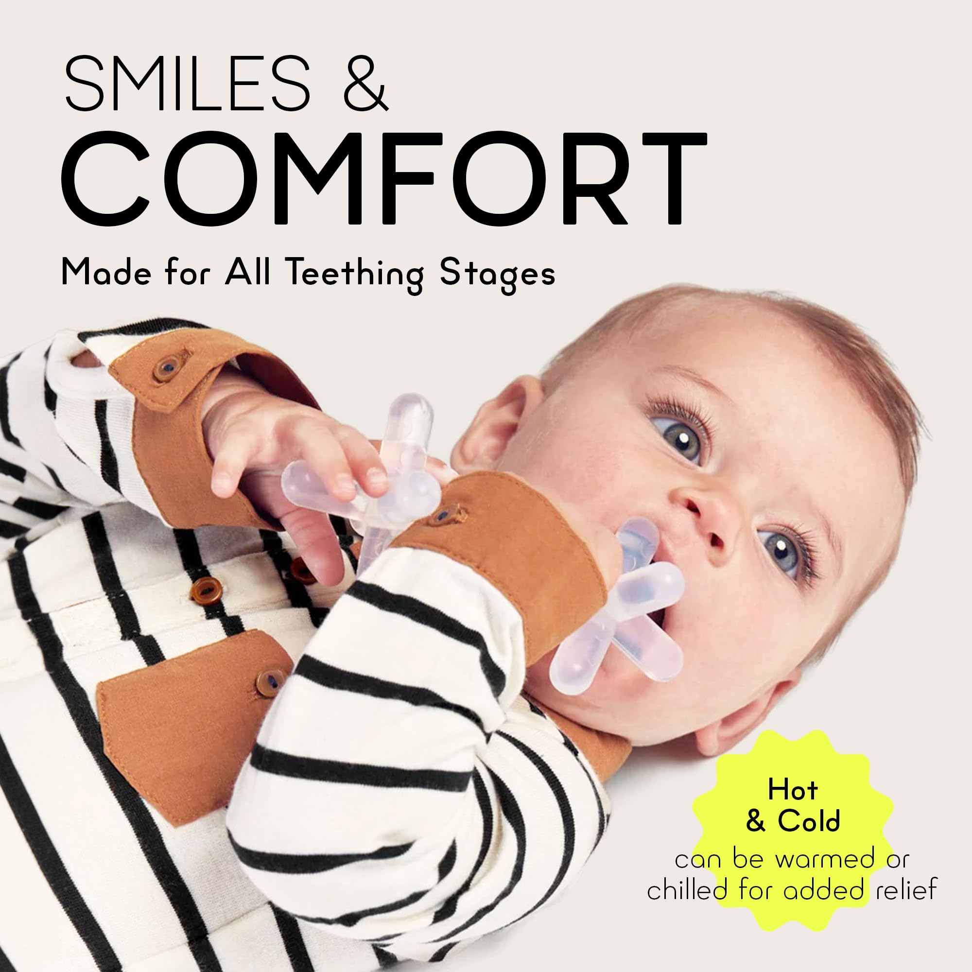 Moonjax Natural Rubber Baby Teething Toys - Baby teether for Infants, Toddlers, Newborns, CPSIA Certified