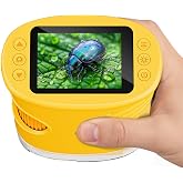 Temodu Kids Microscope 2.0" Screen 1000X Digital Microscope for Kids, Mini Pocket Handheld Microscopes for Children Birthday Festival Gift, Science Education Fun Toys for Boys Girls Ages 4-12 (Yellow)