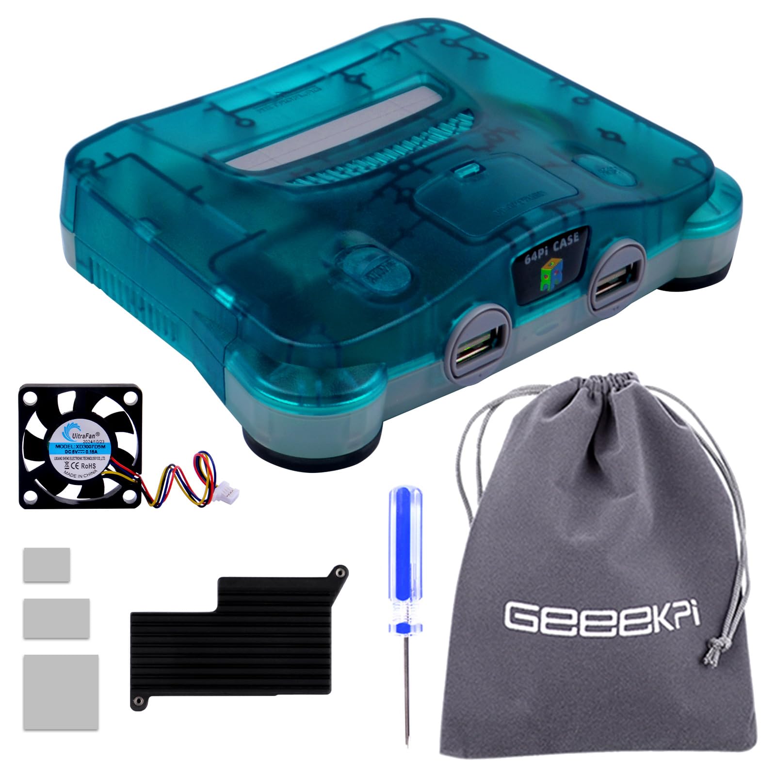 GeeekPi RetroFlag 64Pi Case for Raspberry Pi 5, with Aluminum Heatink & Cooling Fan