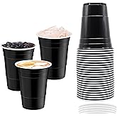 Yaure Joy 30 Pcs 16 oz Disposable Plastic Cups Bulk for Graduation Party Wedding Theme Party Birthday (Black)